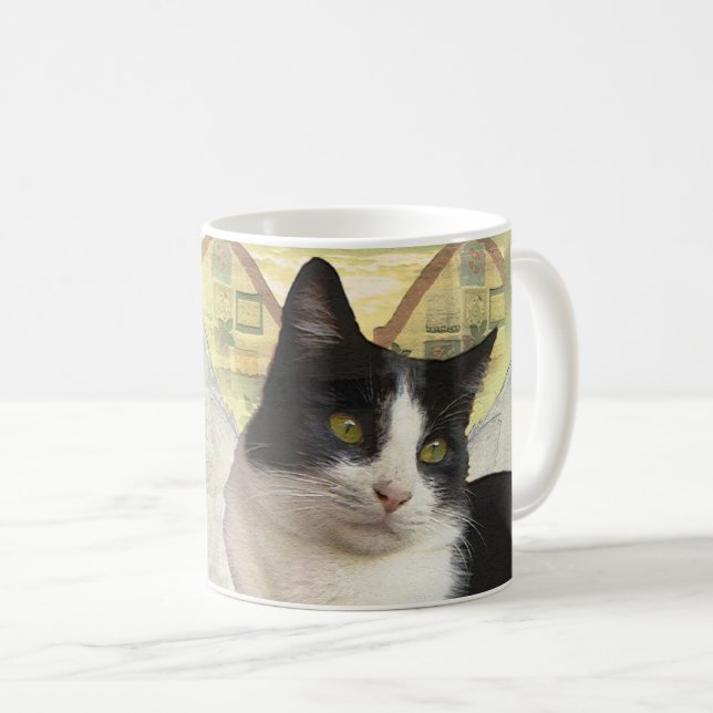 Mug style vintage de tuxedo, noir et blanc (Devant droit)