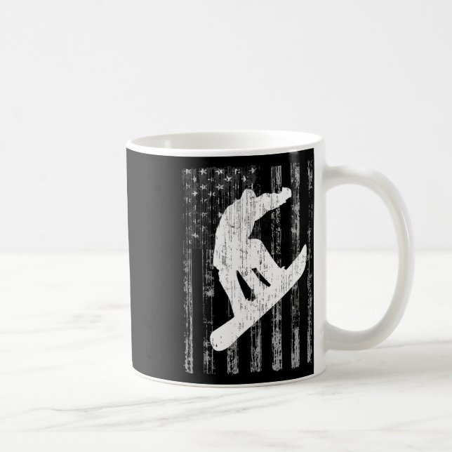 Mug Style vintage drapeau américain T Shirt Snowboard  (Droite)