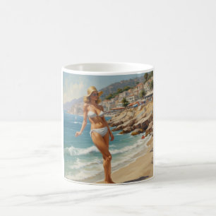 Mug Style vintage French Riviera Travel Beach Girl