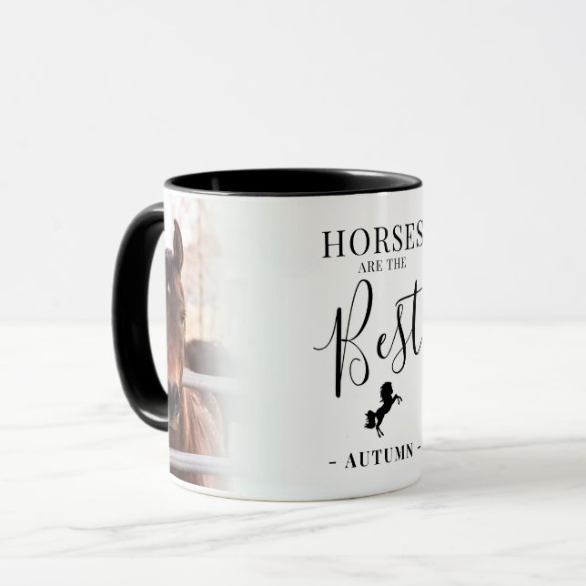 Mug Stylish 'Les chevaux sont les meilleurs' Photos No (Devant gauche)