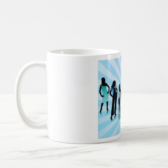 Mug Stylish Women Silhouettes Teal Blue Fashion (Gauche)