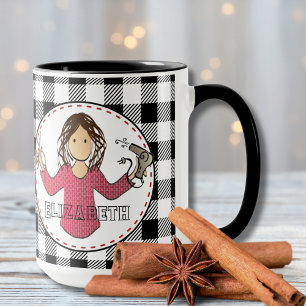 Mug Styliste de cheveux Beauticicier Noël Plaid Merci