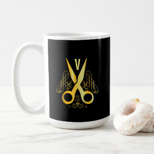 Mug Styliste de cheveux de luxe Ciseaux d'or et salon