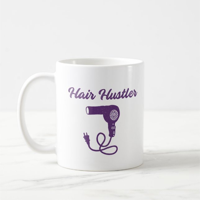 Mug Stylistes de cheveux violets amusants Hustler (Gauche)