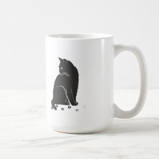 Mug Stylized Grey Cat and Paw Prints Long-Sleeve Shirt (Droite)