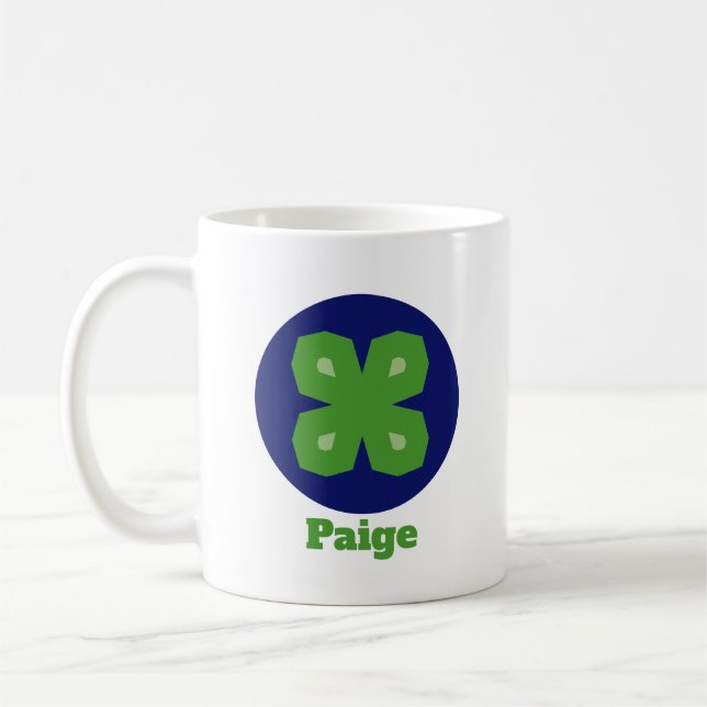 Mug Stylized Lucky Clover in Dark Blue Circle (Gauche)