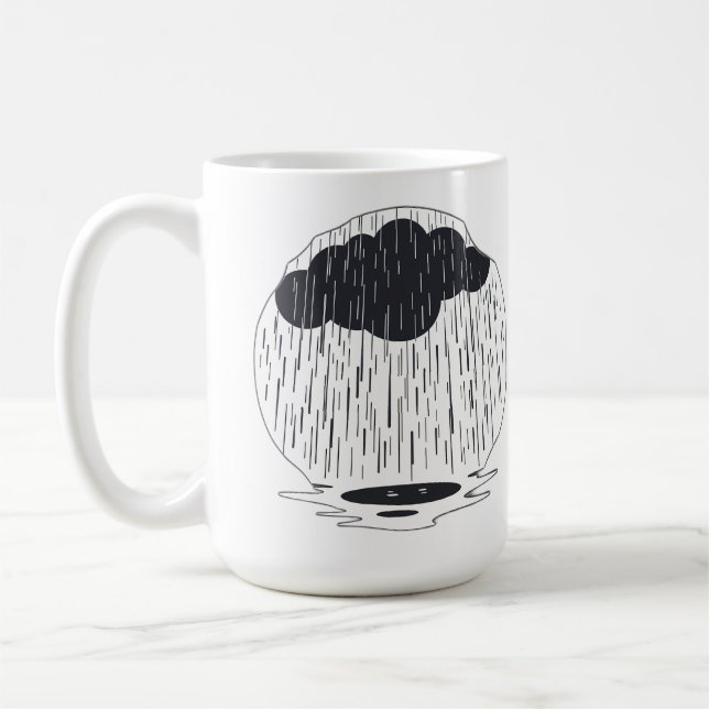 Mug Stylized Rain Cloud with Falling Rain and Puddle (Gauche)