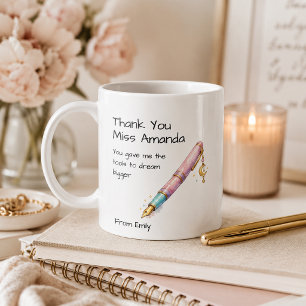 Mug Stylo aquarelle École moderne Cadeau de reconnaiss