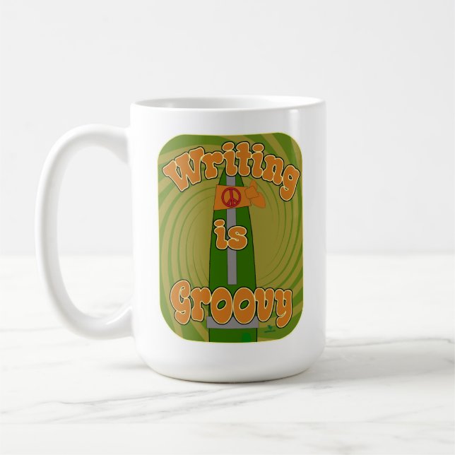 Mug Stylo Hippie Groovy Drôle Style d'écrivain (Gauche)