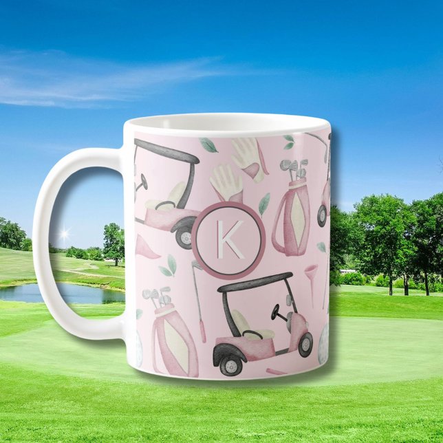 Mug Stylo Rose Feminine Golf Design Personnalisé Monog (Créateur téléchargé)