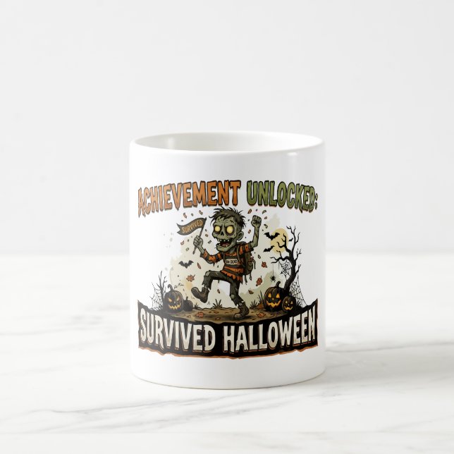 Mug Succès Débloqué A survécu à Halloween (Centre)