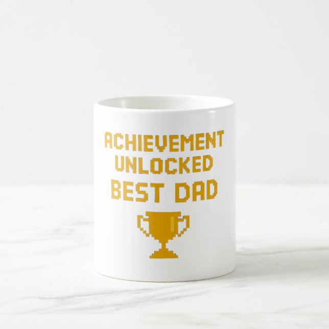 Mug Succès Débloqué Meilleur Papa Trophée Pixel (Centre)