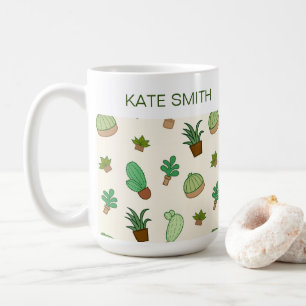 Mug Succulent personnalisé et cactus dans un Motif de