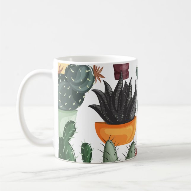 Mug Succulents, cactus : mignon motif floral. (Gauche)