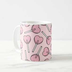 Mug Sucettes roses, sucettes en forme de cœur, motif d