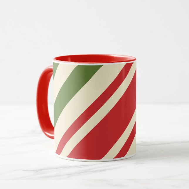 Mug Sucre de canne de Noël vintage élégant (Devant gauche)
