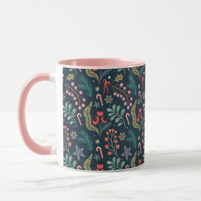 Mug Sucre de canne festif et Holly Motif (Gauche)