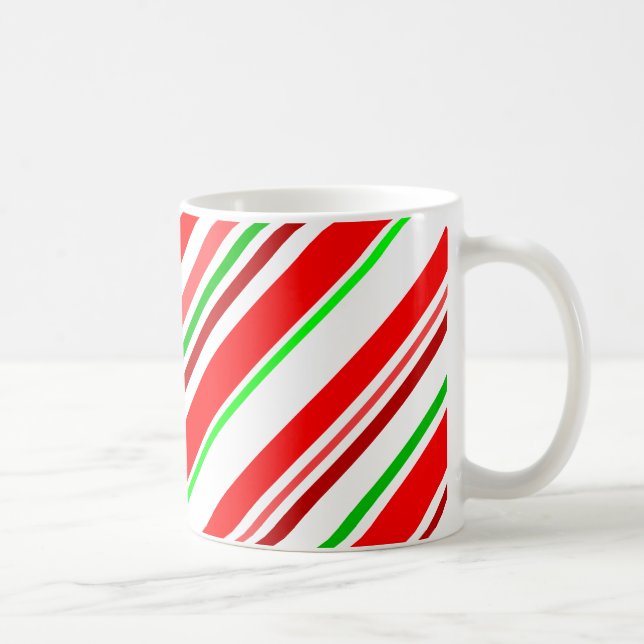 Mug Sucre de canne rayures Diagonale Rouge Vert Blanc (Droite)