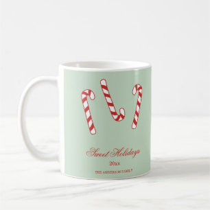 Mug Sucre de canne rouge, vert et blanc Motif de Noël