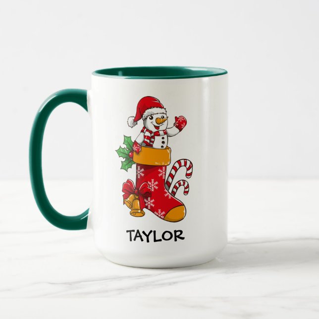 Mug Sucre de canne Snowman Stockage Nom personnalisé C (Gauche)