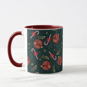 Mug Sucres de canne Snowflakes Red Christmas Balls Gre