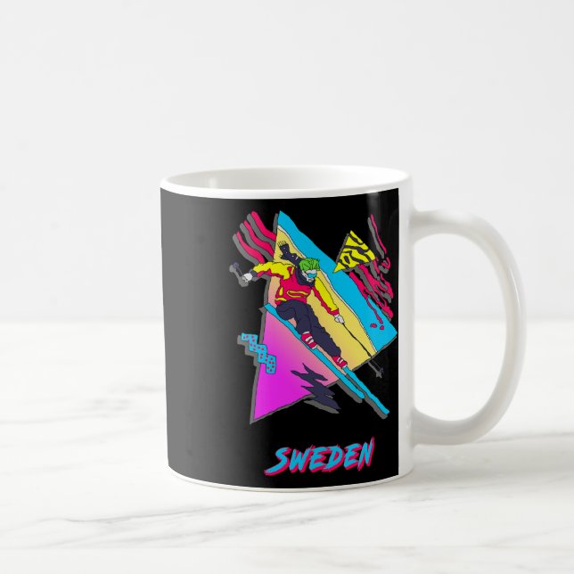 Mug Suède Vibrant Retro Ski Abstrait Design (Droite)