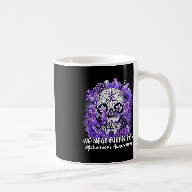Mug Sugar Crâne Fleur Porter Ribbon Violet Alzheimer A (Droite)