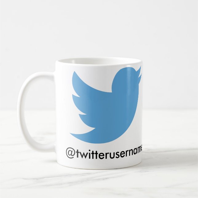 Mug Suivez-moi sur le gazouillement (l'username (Gauche)