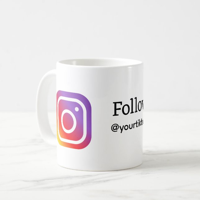 Mug suivez-nous Instagram nom d'utilisateur médias soc (Devant gauche)