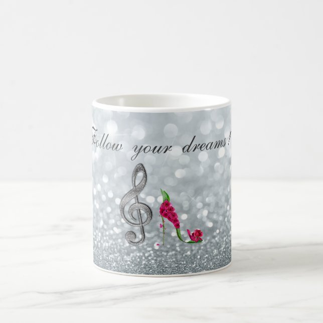 Mug Suivez vos rêves, Glitterie, Talons, Clé Violine (Centre)