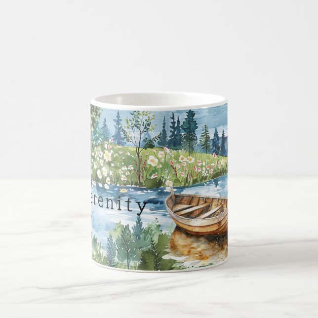 Mug Summer Lake Boat Flowers Serenity (Centre)