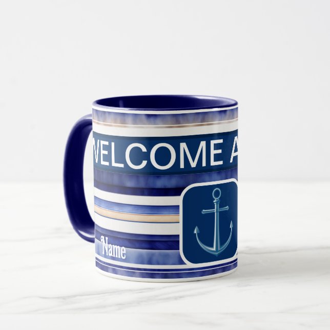 Mug Summer Navy Blue Modern Boot Stripes Collection (Devant gauche)