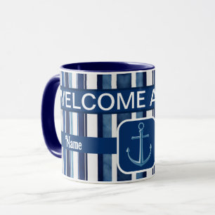 Mug Summer Navy Blue Popular Boat Stripes Collection