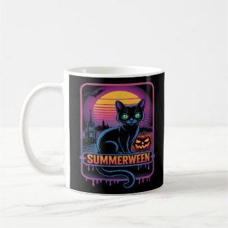 Mug Summerween Chat noir Citrouille Retro Halloween Ar