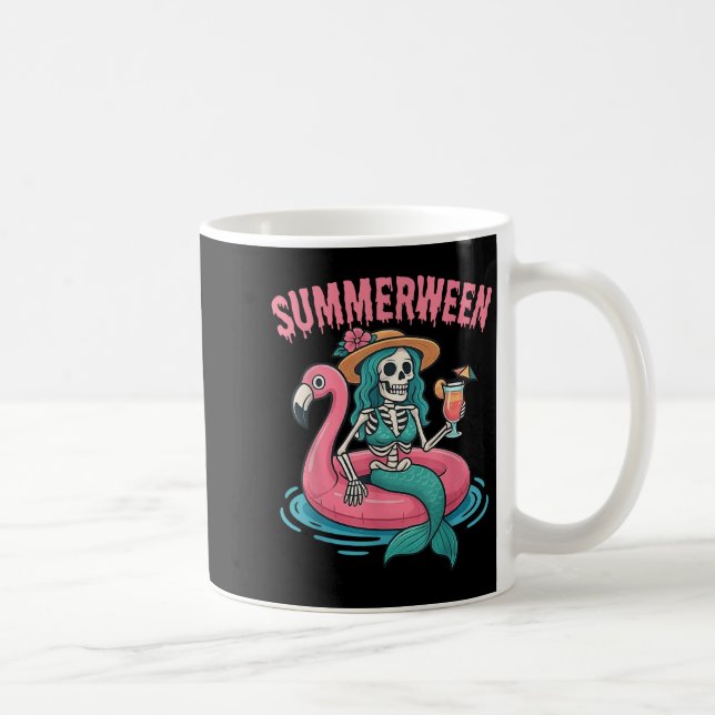 Mug Summerween Mermaid Skeleton Beach Flamant rose Hal (Droite)