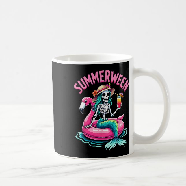 Mug Summerween Mermaid Skeleton Beach Flamant rose Hal (Droite)