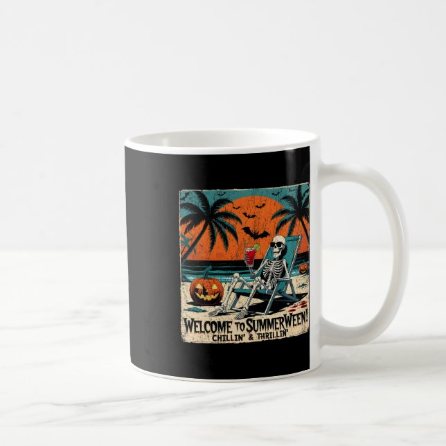 Mug Summerween Skeleton Beach Halloween Art tropical 1 (Droite)