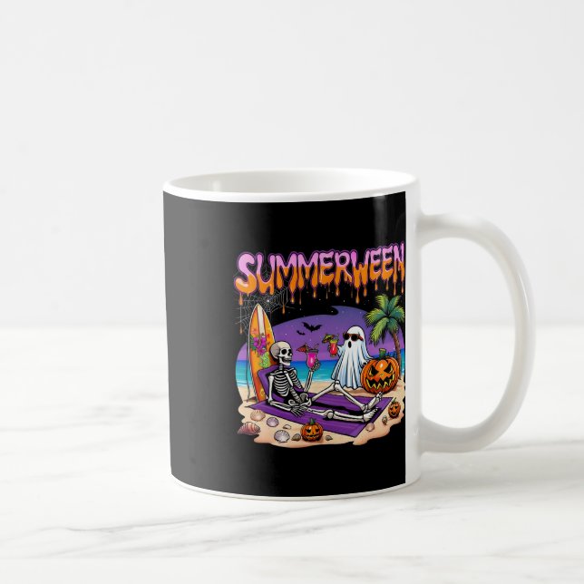Mug Summerween Skeleton Ghost Beach Drôle Éffrayant Ha (Droite)