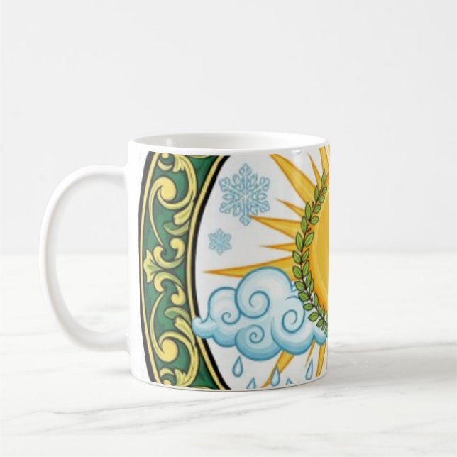 Mug Sun and Rain Nature Cycle Botanical Emblem ART (Gauche)