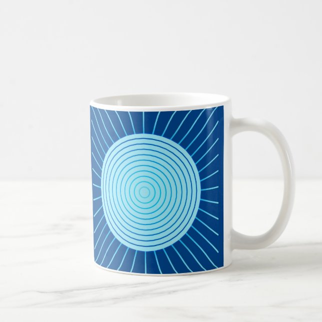 Mug Sunburst géométrique moderne - Bleu de Cobalt et A (Droite)