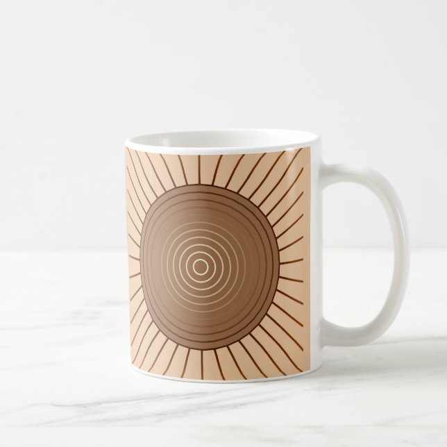 Mug Sunburst géométrique moderne - Brown et Tan (Droite)
