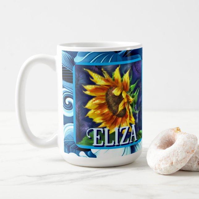 Mug Sunflower at Night Flower Floral Personalized (Avec donut)