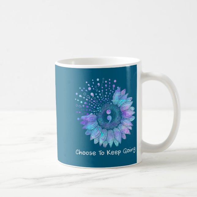 Mug Sunflower Teal Purple Ribbon Suicide Prevention Aw (Droite)