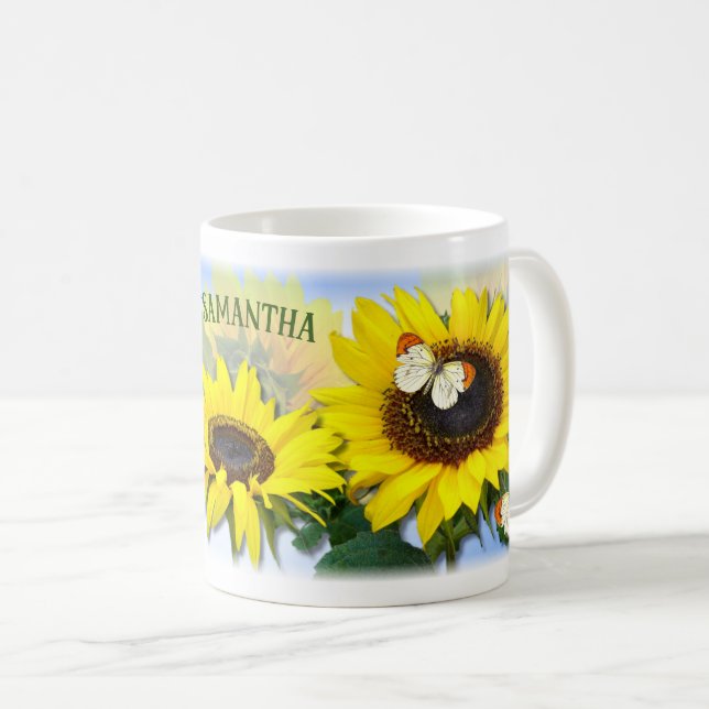 Mug Sunny Sunflower Texte personnalisé (Devant droit)