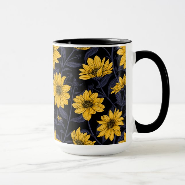 Mug Sunroot, tournesol sauvage en jaune et bleu (Droite)