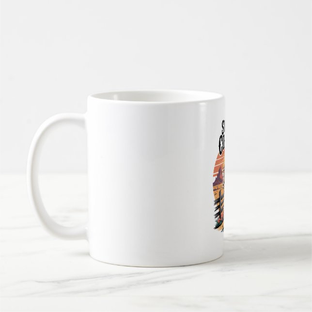 Mug Sunset Cowgirl Skeleton équitation Cheval (Gauche)