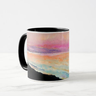 Mug Sunset Lake Pink Blue Art