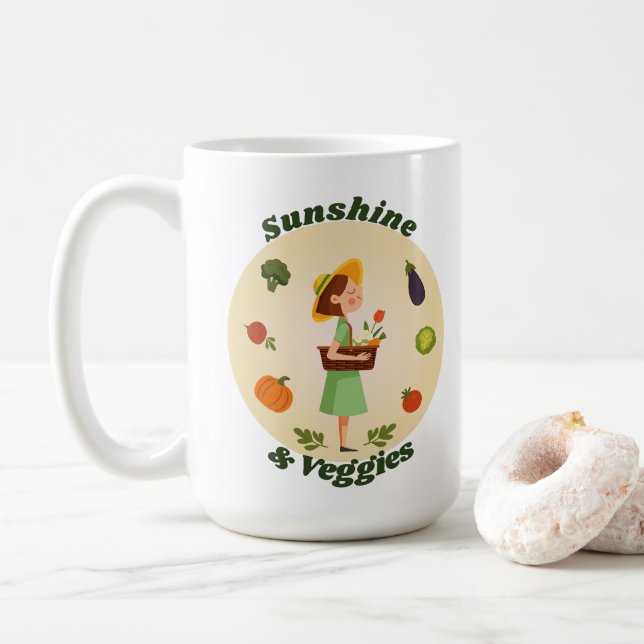 Mug Sunshine & Légume | Fille de jardin personnalisée (Avec donut)