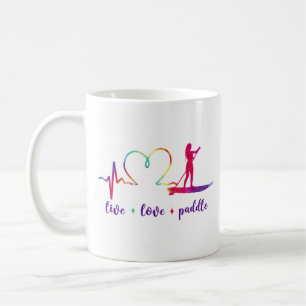 Mug SUP Paddleboard Live Love Paddle Girl Heartbeat