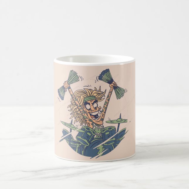 Mug Super batteur avec BAGUETTES Joue un solo de batte (Centre)